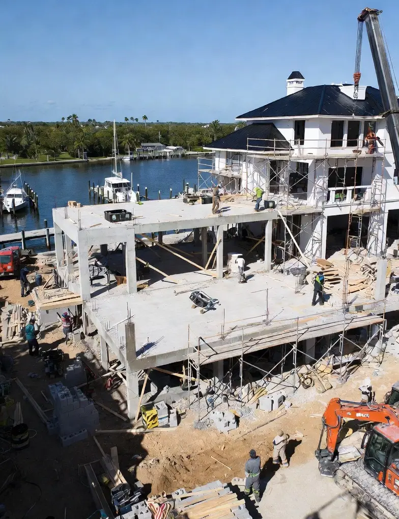 Luxury custom home under construction in South Florida