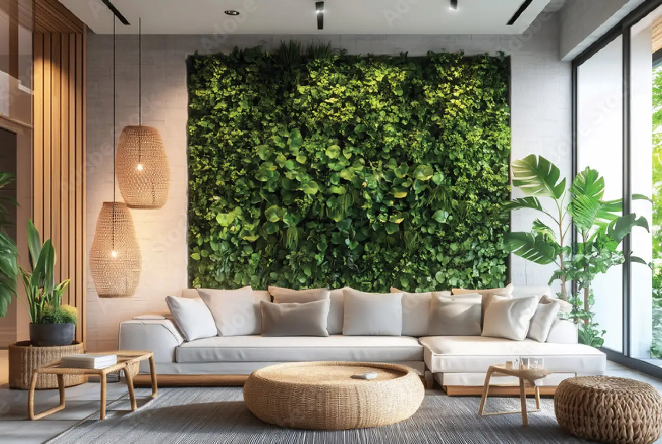 Biophilic design in a South Florida luxury home with indoor greenery and natural light
