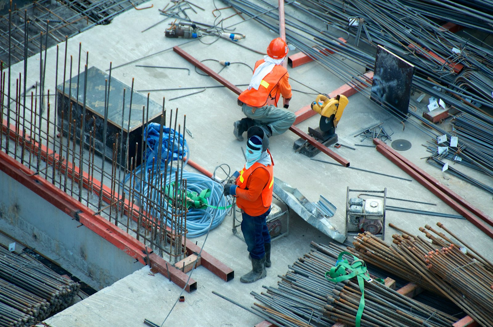 Marine construction work along a shoreline