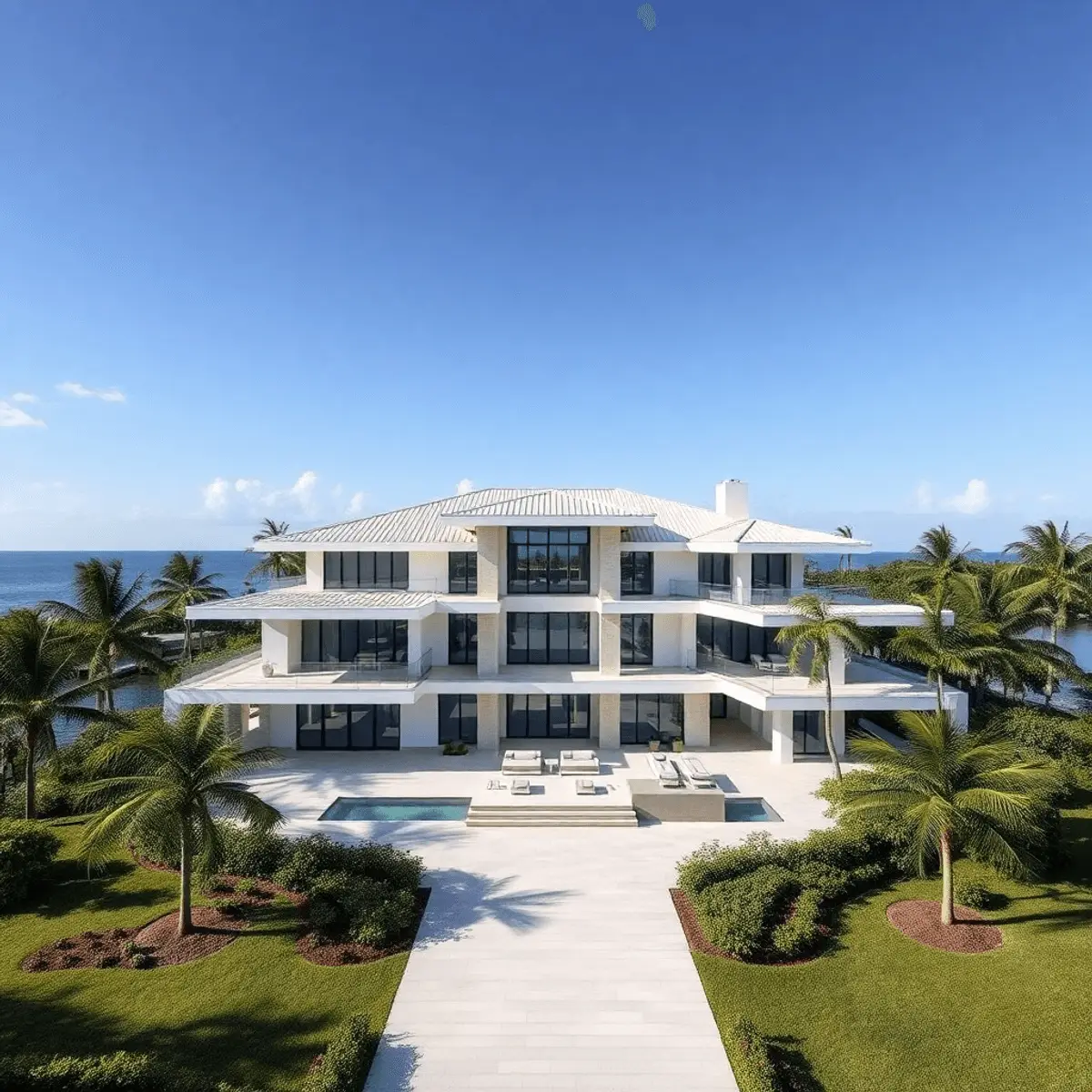 Custom home builder near me: modern luxury coastal home under construction in South Florida