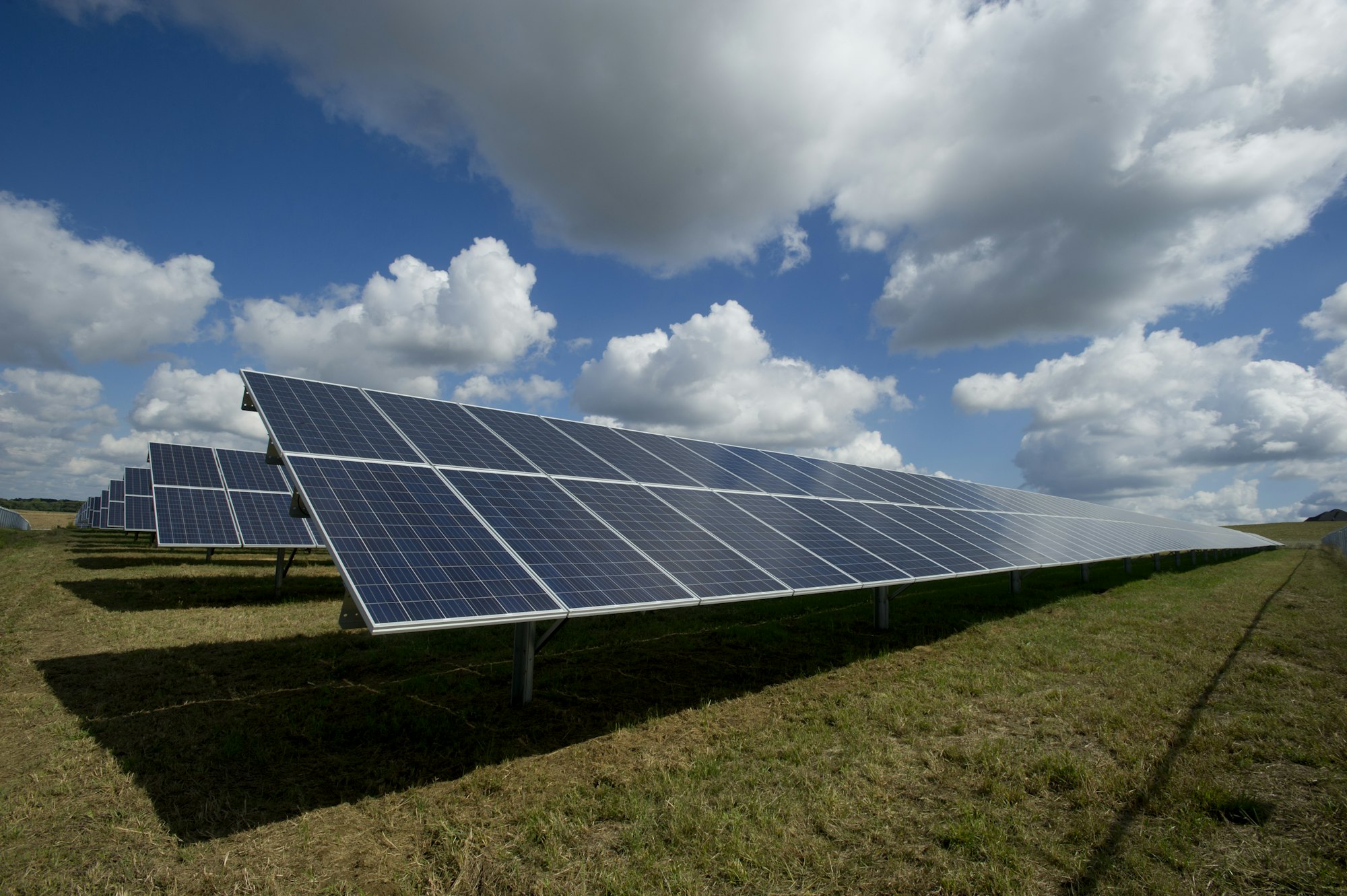Solar panels on a modern roof in a coastal environment