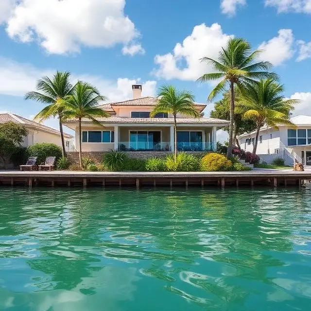Canal-front home with a raised main living level, seawall, and dock in East Fort Lauderdale