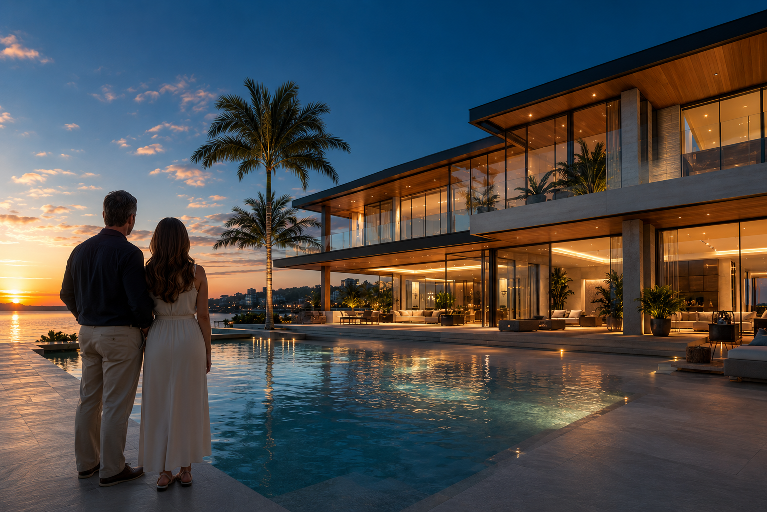 Wealth Migration to South Florida - 2 Luxury modern home exterior with clean lines and tropical landscaping
