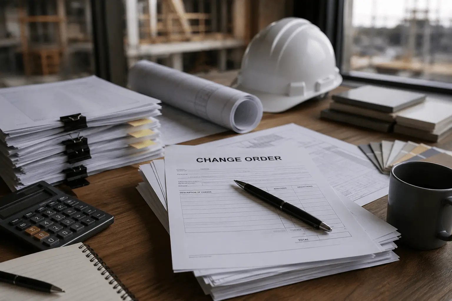 A change order document on a luxury home build