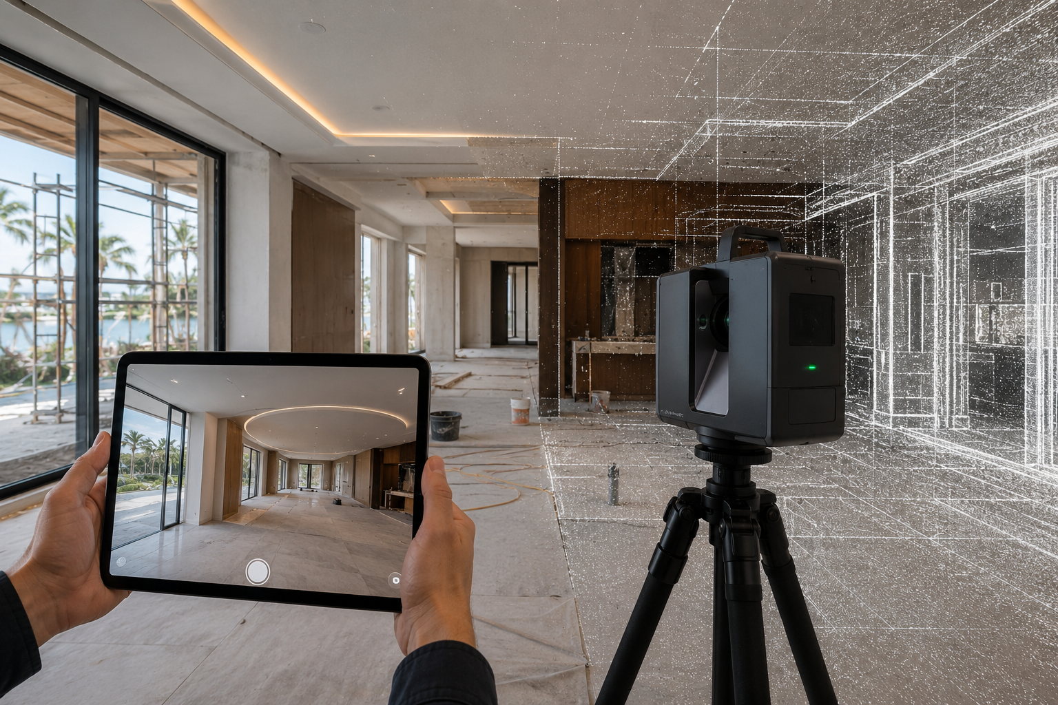 Remote Monitoring Technology for Owner's Representatives - 4 360 camera used for interior construction documentation