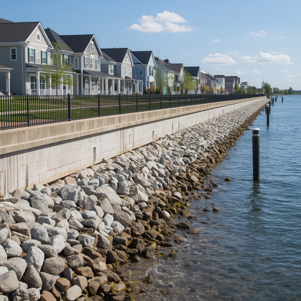 Seawall vs. Elevated Foundation: Protecting Your Intracoastal or Oceanfront Investment - 2 Coastal engineering concept image showing water, shoreline, and structural edge