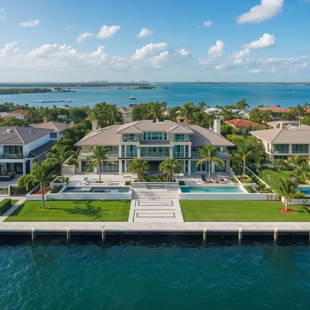 Waterfront estates of the kind foreign luxury home buyers acquire in South Florida
