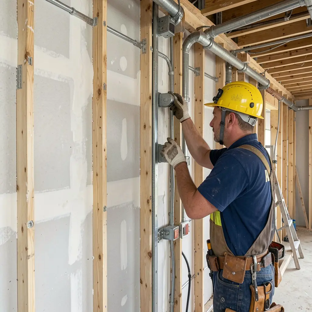 Pre-drywall inspection documenting rough-in work during overseas custom home building