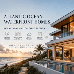 Atlantic Ocean Waterfront Homes: Kass Construction graphic, oceanfront custom construction