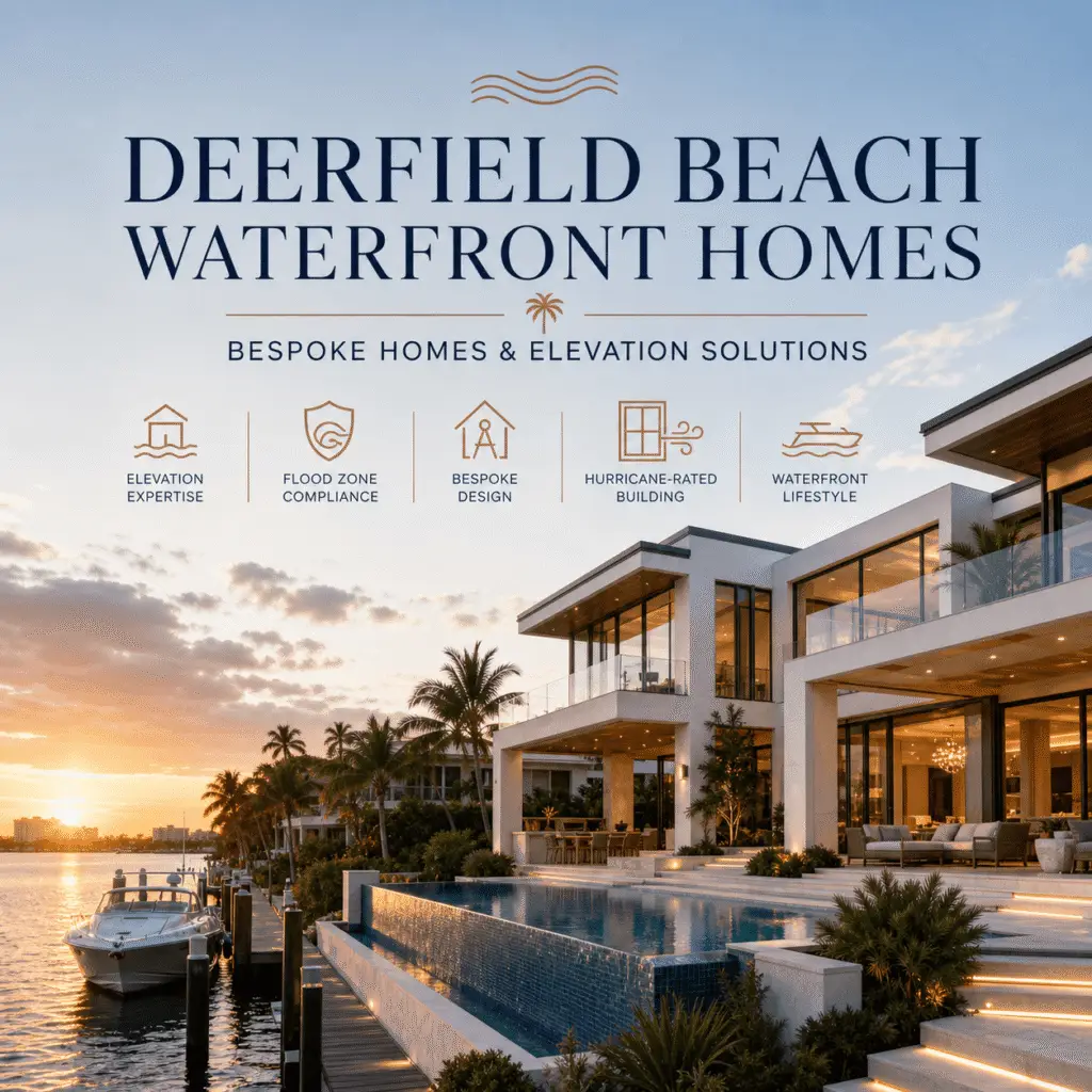 Deerfield Beach Waterfront Homes: Kass Construction graphic, bespoke homes and elevation solutions