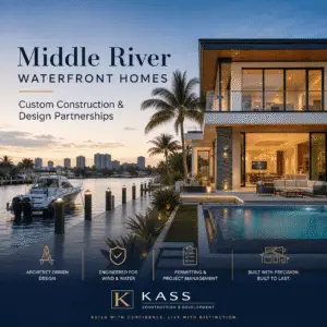 Fort Lauderdale Middle River Waterfront Homes: Kass Construction graphic, custom construction and design partnerships