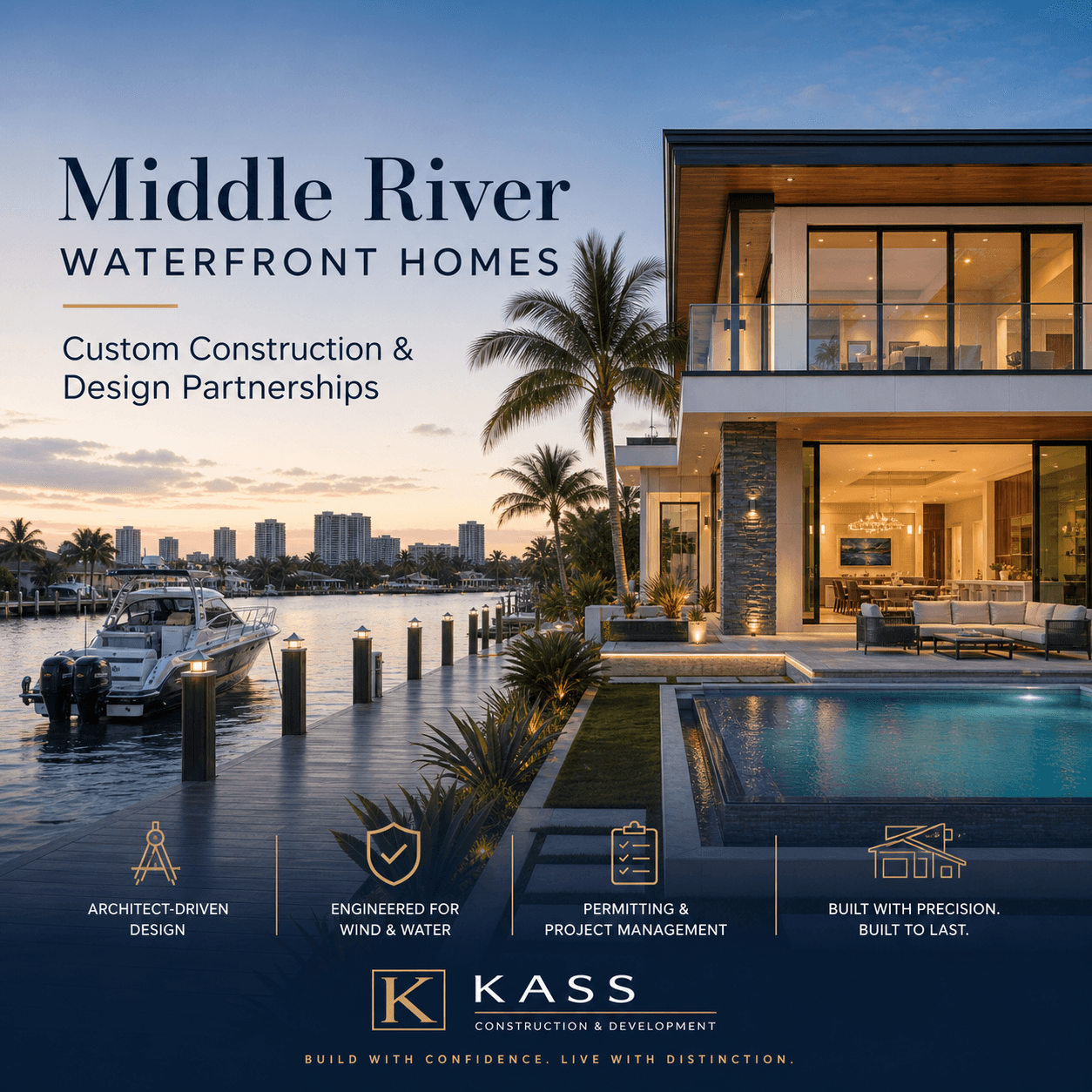 Fort Lauderdale Middle River waterfront homes: custom construction and design partnerships
