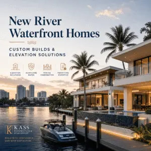 Fort Lauderdale New River Waterfront Homes: Kass Construction graphic, custom builds and elevation solutions