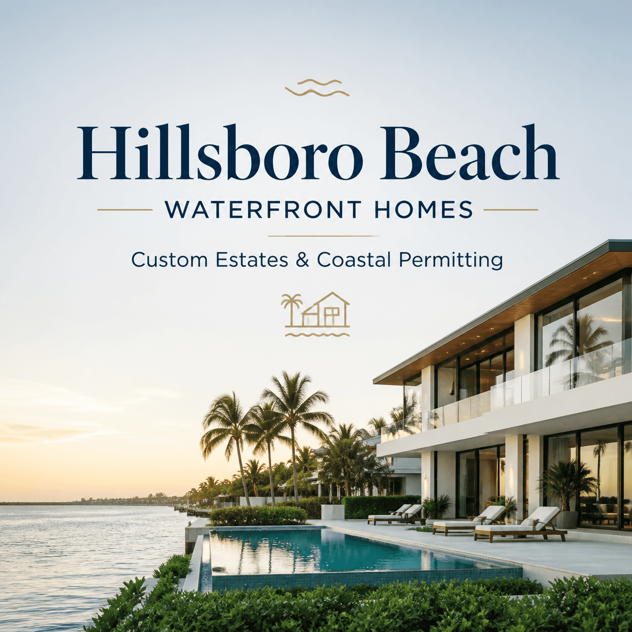 Hillsboro Beach waterfront homes graphic: custom coastal estates and coastal permitting in Broward County