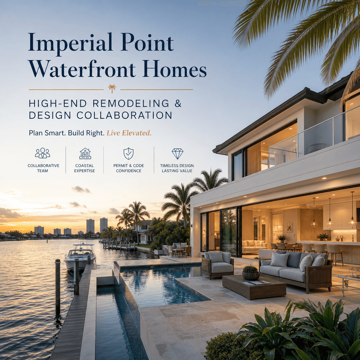 Imperial Point waterfront homes graphic: high-end remodeling and design collaboration in East Fort Lauderdale