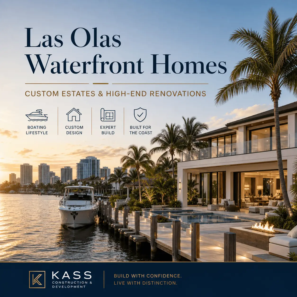 Las Olas Waterfront Homes: Custom Estates and Renovations - 1 Las Olas waterfront homes graphic: custom estates and high-end renovations in Fort Lauderdale