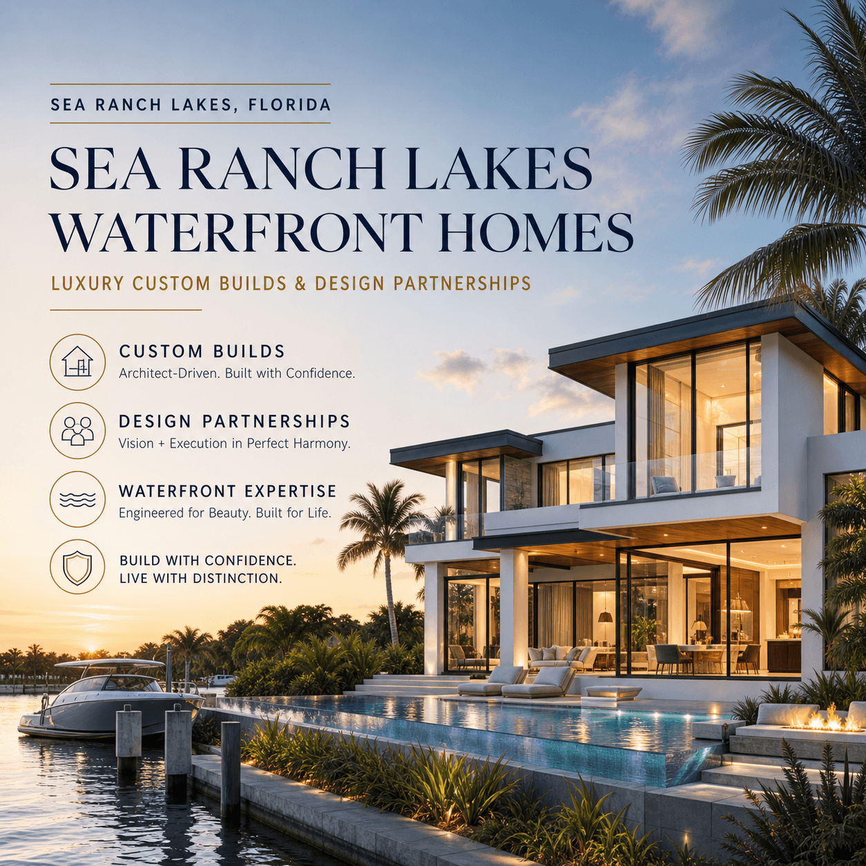Sea Ranch Lakes waterfront homes: luxury custom builds and architect-led design partnerships