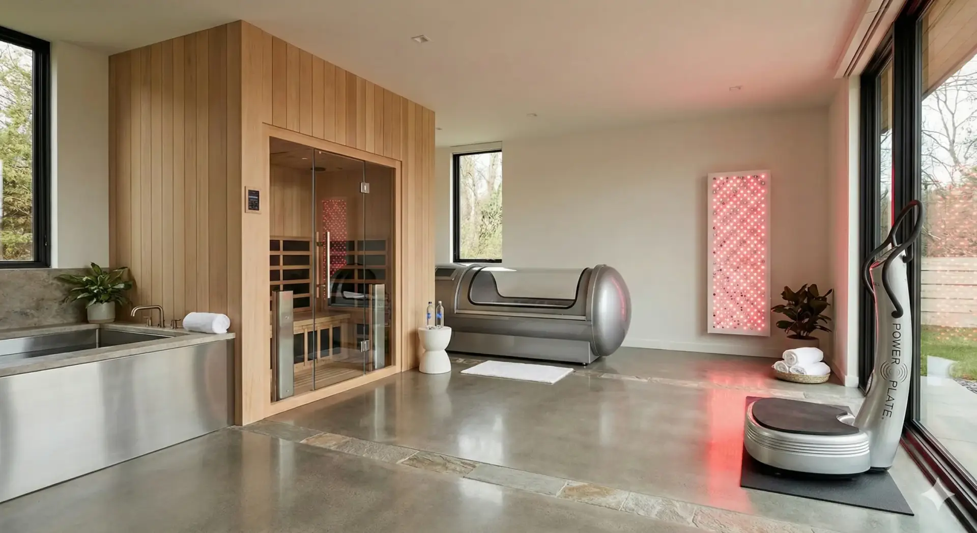 Wellness and Longevity-Focused Home Design in South Florida: 6 Pillars - 2 Spa and recovery space in a South Florida luxury home with sauna and cold plunge