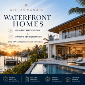 Wilton Manors Waterfront Homes: Kass Construction graphic, high-end renovations and owner's representation
